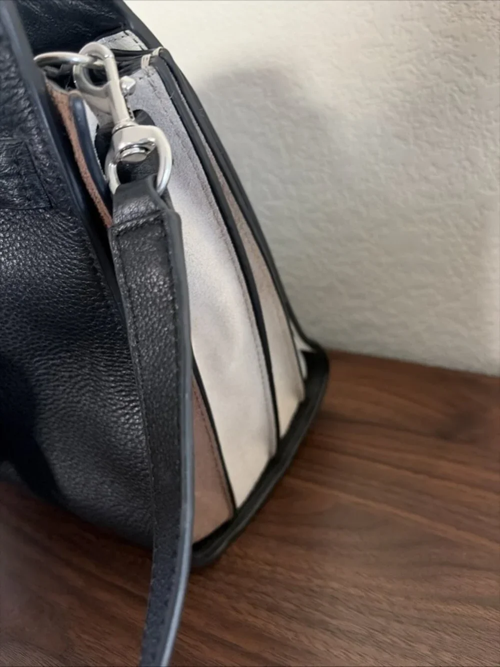 Rebecca Minkoff Regan Black Pebbled Leather Satchel Handbag Silver Hardware